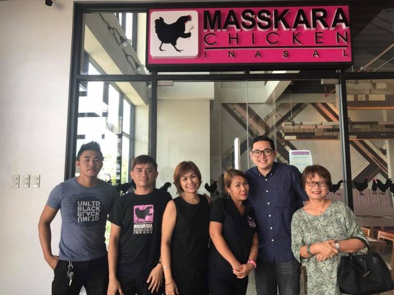 Senator Bam Aquino with the Masskara Chicken Inasal team outside the restaurant